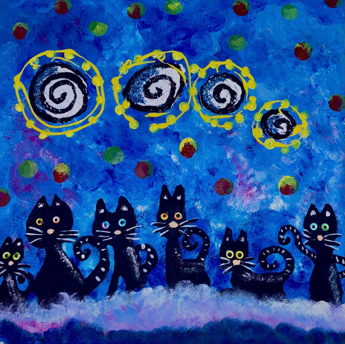 Original Painting - Cats in the Night